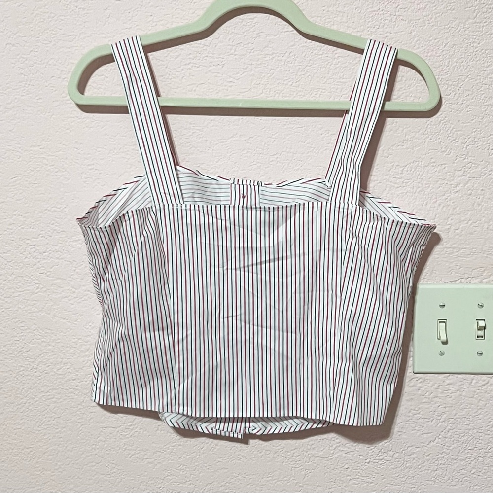 Vintage 90s Y2K pink and black stripe crop top with big buttons - Picture 4 of 4